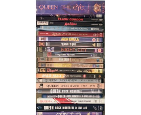 QUEEN COMPUTER GAME AND DVDS. To include a still sealed copy of Queen - The Eye PC CD-ROM. Also 19 DVDs, some still sealed.