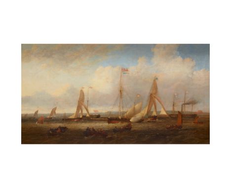 EDMUND THORNTON CRAWFORD R.S.A. (SCOTTISH 1806-1885) VIEW FROM LEITH ROADS OF THE REGATTA OF THE Signed and dated 1836, oil o