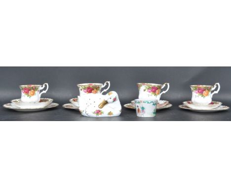 A vintage 20th century Royal Albert Old Country Roses china service comprising of cups, saucers, cake plates and potpourri du