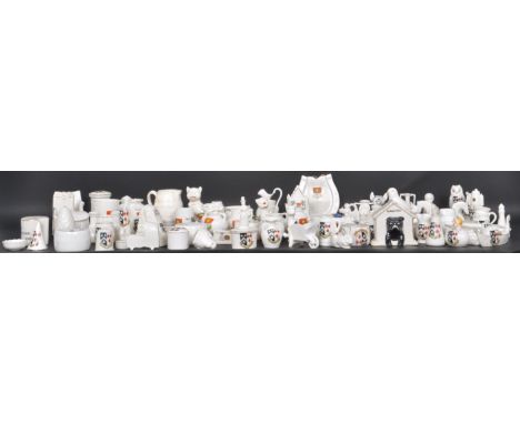 A large collection of W.H. Goss ceramic ceramic cabinet ware to include 41 cups, 49 Cheddar cabinet figurines and many more G