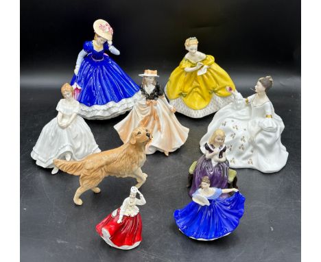 Royal Doulton figurines to include Mary HN3375, The Last Waltz HN2315, My Love HN2339, Heather HN2956, Elaine HN3214, Affecti