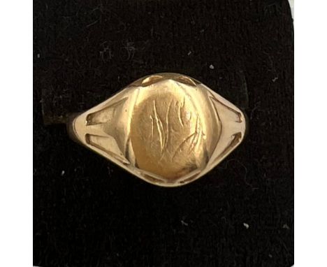 An 18 carat gold signet ring with initials.  size J/K weight 4.6gm. 