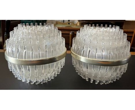 Two mid century plastic Sputnik light shades. 19cm h. 