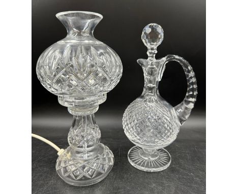 Waterford Crystal table lamp 31cm h along with a crystal decanter and stopper. 