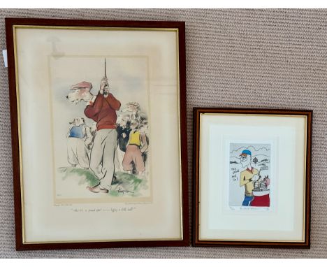 A framed print from the original drawing by Edmund Blampied "But it's a grand sport - biffing a little ball!" 35cm h x 23cm w