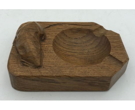 A Robert Thompson 'Mouseman' Carved Oak Ashtray 10 x 7.5cm. 