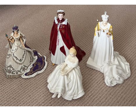 Ceramic figurines etc to include Coalport to celebrate the Diamond Jubilee of Her Majesty Queen Elizabeth II, Royal Worcester