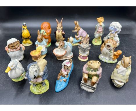 A collection of Beswick Beatrix Potter figures to include 'Sally Henny Penny', 'Anna Maria', 'Rebeccah Puddle-duck', 'Mr Benj