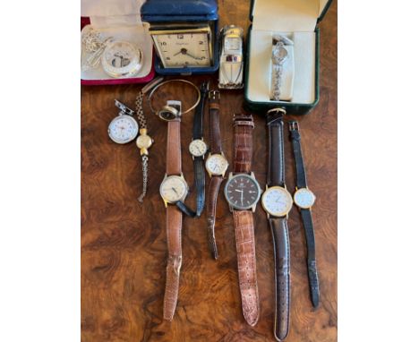 A quantity of vintage watches and clocks to include Avia, Sekonda, Accurist and Rotary etc. 