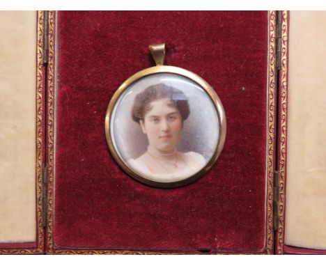 Victorian cased hand painted portrait signed EFE