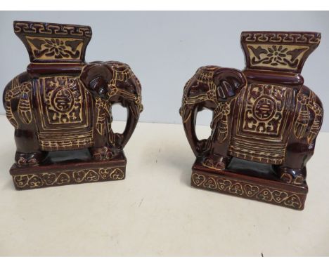 Pair of ceramic elephant plant stands Height 22 cm 
