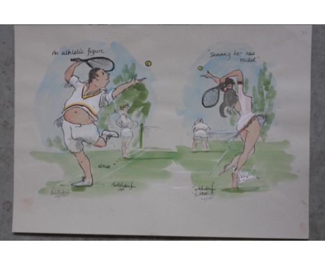 Mark Huskinson 'An athletic figure....' and 'Showing her new racket' signed and numbered print, 22/150 signed lower left,unfr