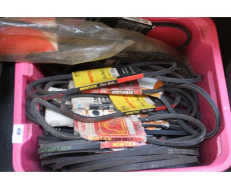 Box of assorted NOS fan belts