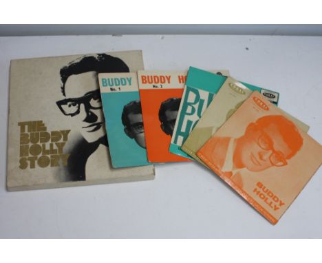 The Buddy Holly Story, boxed with 5 cassette tapes and booklet; Buddy Holly EPs No.1 and No.2 (Brunswick); The Late Great Bud