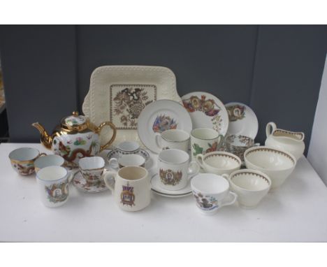 A selection of china including a Wellesley Wedgwood 'Bullfinch' part tea service pattern no. AL 9361, a quantity of commemora