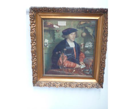After Hans Holbein the Younger, Portrait of Georg Gisze, print, ornately framed, 40 x 60cm
