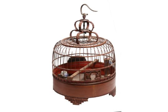 A Chinese Bamboo Bird Cage Qing Dynasty 49cm H 清代 雕花竹鸟笼