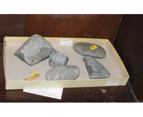 Six Cypriot Neolithic axe heads and a collection of Cypriot quern-stone fragments and pestles