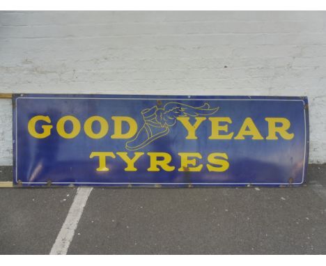 A very large Goodyear Tyres rectangular enamel sign in very good condition, 96 x 30".