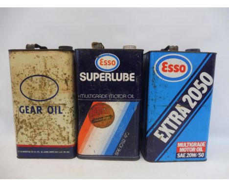 An Esso Gear Oil gallon can and one other. 