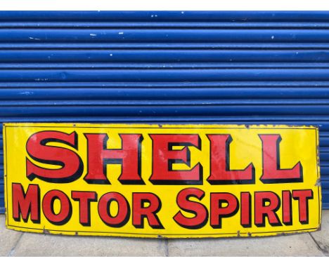 A Shell Motor Spirit rectangular enamel sign by Patent Enamel Ltd, excellent gloss, one patch of yellow restored otherwise ve