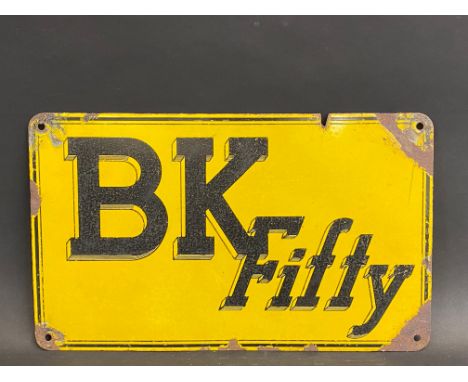 An unusual enamel sign advertising 'BK Fifty', 15 x 9".