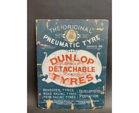 A rare and early Dunlop Detachable Tyres showcard, circa 1896-1900s, 11 x 14 1/2".