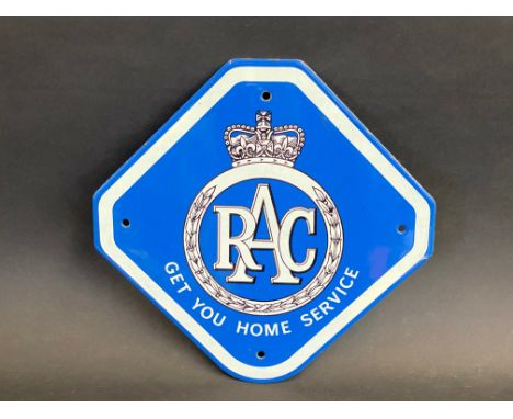 An RAC Get You Home Service lozenge shaped enamel sign, 10 1/2 x 10".