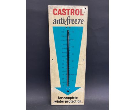 A Castrol anti-freeze aluminium thermometer sign, 8 1/2 x 23".