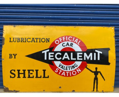 A rare Shell 'robert/stick man' Tecalemit Official Car Valeting Station rectangular enamel sign in excellent condition, 60 x 