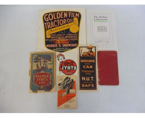 A Golden Film Tractor Oil transfer, an Andrew's Motor Oils, Greases and Carbide booklet, a Pratt's Motor Atlas of Northern En