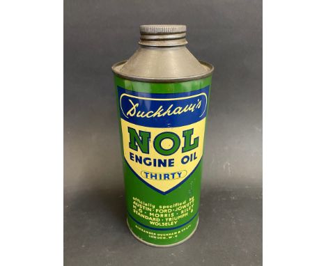 A Duckham's NOL Engine Oil 'Thirty' cylindrical quart oil can. 