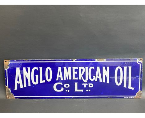 A rare Anglo American Oil Co Ltd rectangular enamel sign by Bruton of Palmers Green, 27 x 8".