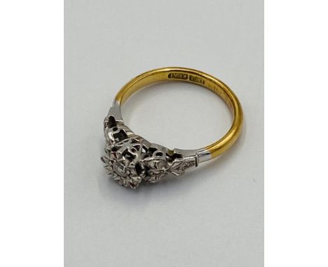 18ct gold and diamond ring, size M, 3.4g. Estimate £130-150