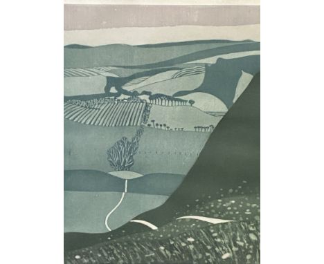John Brunsdon (1933-2014). Framed and glazed limited edition etching and aquatint, 6/100, titled 'From Eggarden Hill' signed 