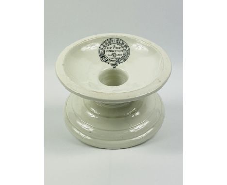 An early 20th century ceramic advertising ham stand for S. Banfield, 56 Ship street, Brighton, Eastbourne and Hastings, 11.5c
