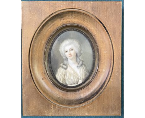 Framed and glazed portrait miniature of a Spanish lady, signed by the artist, 8cm high x 6cm wide, 15cm high x 13cm wide incl