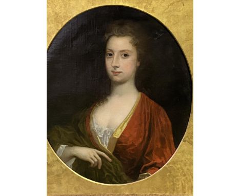 Framed oil on canvas, portrait of a lady in 19th century dress, 73cm high x 61cm width. Estimate £40-60.