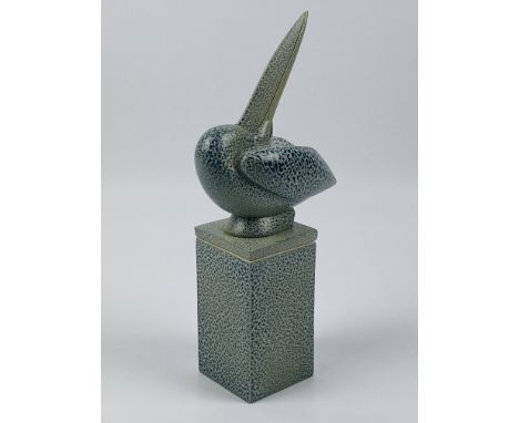 Anthony Theakston (born 1965), a textured ceramic stork mounted box, 10.5cms wide x 5.5cms deep x 24cms high. Estimate £20-40