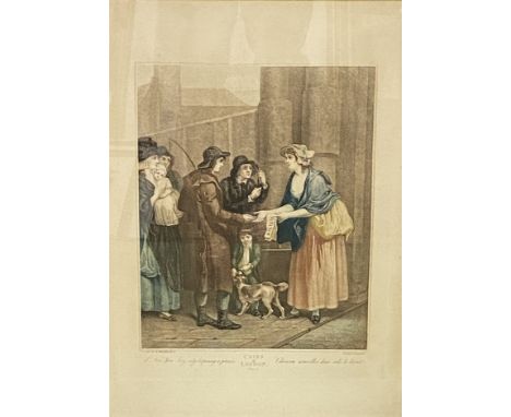 Twelve framed and glazed Cries of London prints, d'apres A. Cardon, 53cm high x 37cm width. Estimate £25-50.