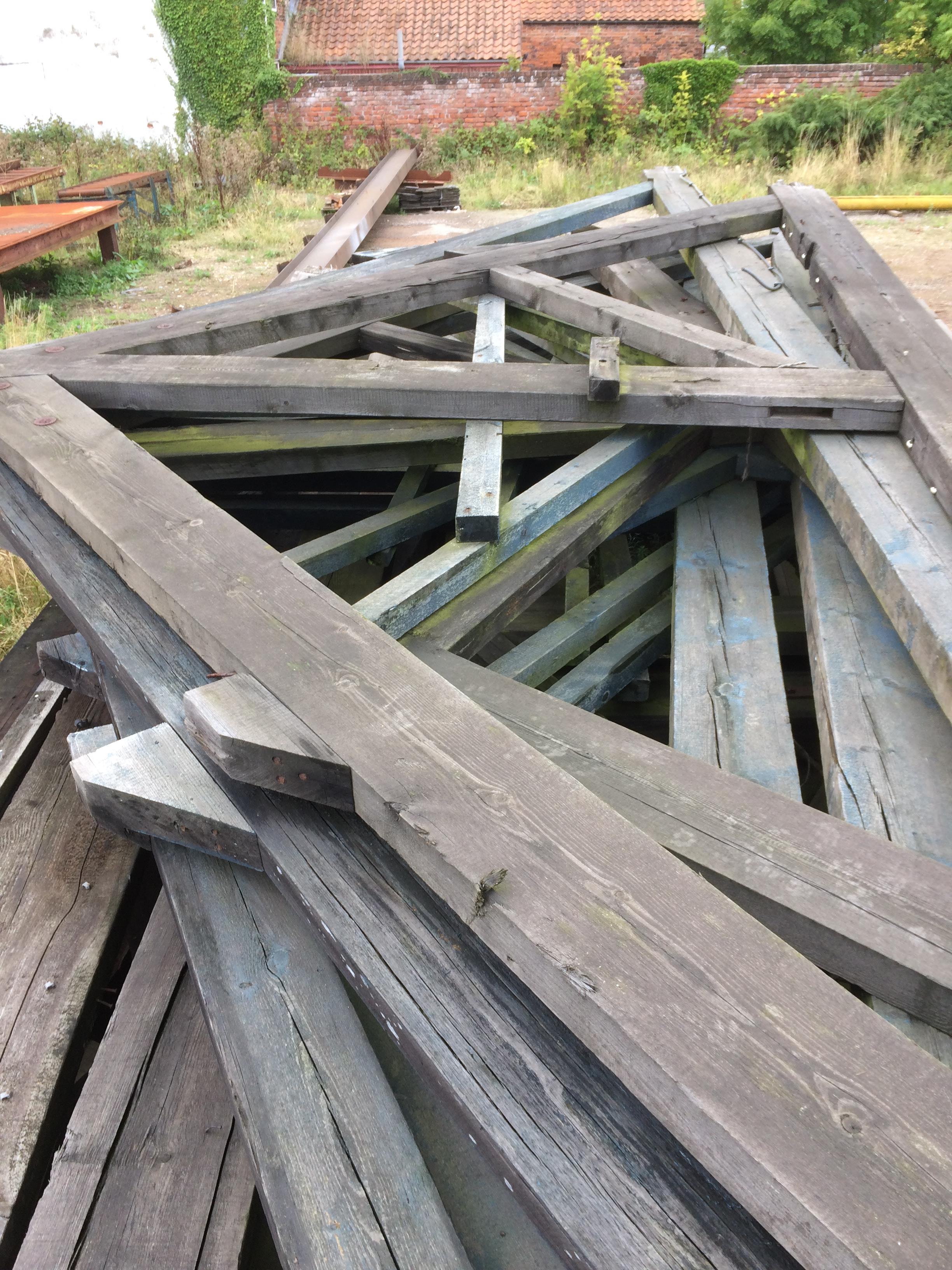 * 15 x reclaimed timber (pitch pine) roof trusses (6 x 7.8m span & 9 x