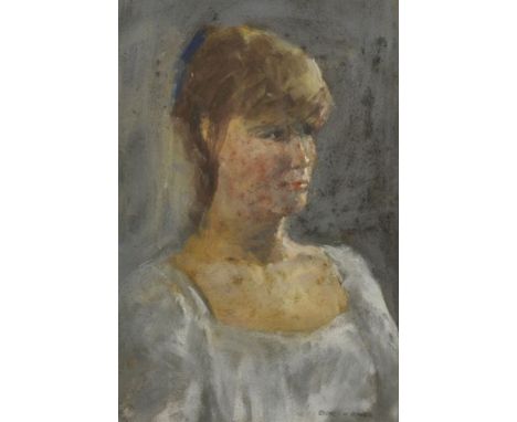 Sydney G Baker (20th Century) British. "Portrait Study", Portrait of a Girl in a white dress, Pastel, Signed, 13.5" x 9". Pro