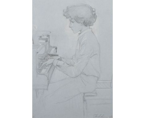 Tatiana Isakovna Livshits (1925-2010) Russian. "Evgeniy is Playing", A Sketch of the Pianist Eugene Kissin Playing the Piano,