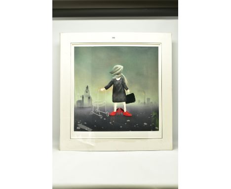 MACKENZIE THORPE (BRITISH 1956) 'SUNDAY BEST', a signed limited edition print depicting a female figure wearing sparkly red s