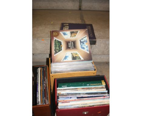 THREE LP CASES CONTAINING THIRTEEN NEW ,still cellophaned, LPS, forty four vintage LPs and two boxsets including Mike Oldfiel