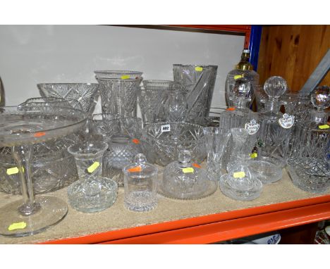 A QUANTITY OF CUT CRYSTAL AND GLASSWARES, comprising a Stuart Crystal decanter, two Edinburgh Crystal square cut crystal deca