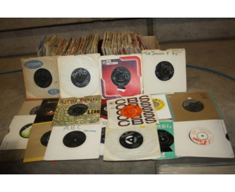 TWO TRAYS CONTAINING OVER ONE HUNDRED AND EIGHTY 7in SINGLES including Little Richard, The Jackson 5, Eddie Cochran, T Rex, T