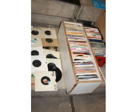 A TRAY AND TWO CASES CONTAINING OVER THREE HUNDRED 7in SINGLES including The Beatles, Michael Jackson, The Jackson 5, Elton J