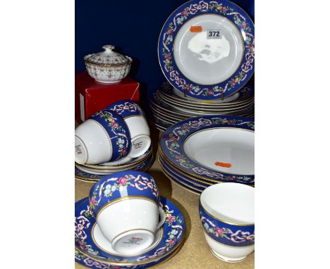 A THIRTY TWO SPODE 'RIBBONS AND ROSES' Y8553-R PART DINNER SET, comprising two dinner plates, five salad plates, five tea pla