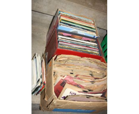 THREE BOXES CONTAINING OVER EIGHTY LPs, over sixty 78s ( some warped) and forty singles from artists such as, Michael Jackson